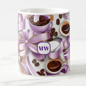 Elegantes Kaffeelavender Band Bowles Monogramm Kaffeetasse