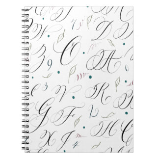 Elegantes Kalligrafie Alphabet Spiral Note Book Notizblock