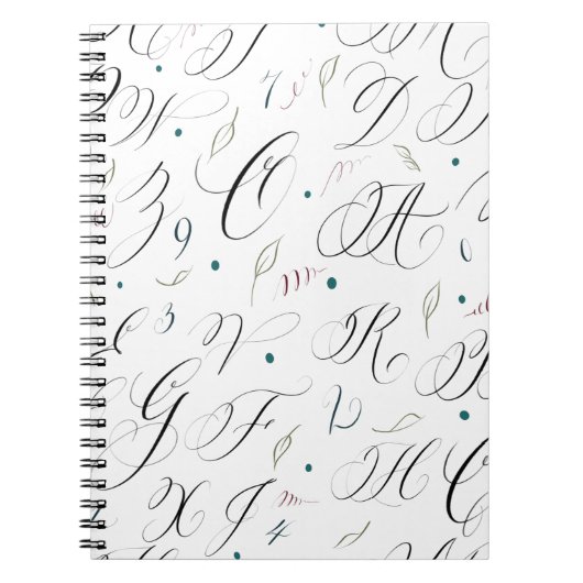 Elegantes Kalligrafie Alphabet Spiral Note Book Notizblock (Vorderseite)