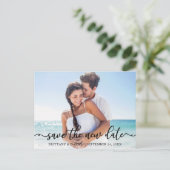 Elegantes Kalligrafie-Foto Rette Neues Datum Postkarte (Stehend Vorderseite)