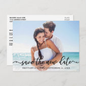 Elegantes Kalligrafie-Foto Rette Neues Datum Postkarte (Vorne/Hinten)