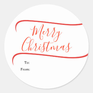 Elegantes Kalligrafie Frohe Weihnachten Geschenk Runder Aufkleber