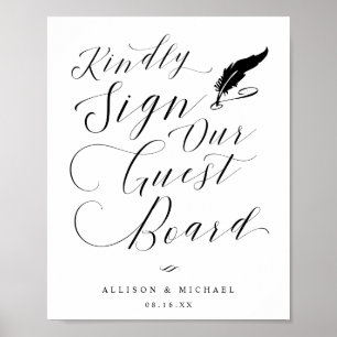 Elegantes Kalligrafie-Gästebuch Hochzeitsschild Poster