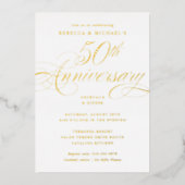 Elegantes Kalligrafie-Party zum 50. Jubiläum Folieneinladung (Vorderseite)