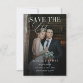 Elegantes Kalligrafie-Script Hochzeitsfoto Save The Date (Vorderseite)