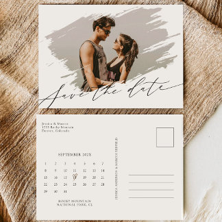 Elegantes Kalligrafie-Script-Kalender-Foto-Hochzei Save The Date