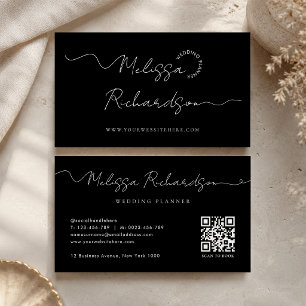 Elegantes Kalligrafie-Script Minimales QR-Code Visitenkarte