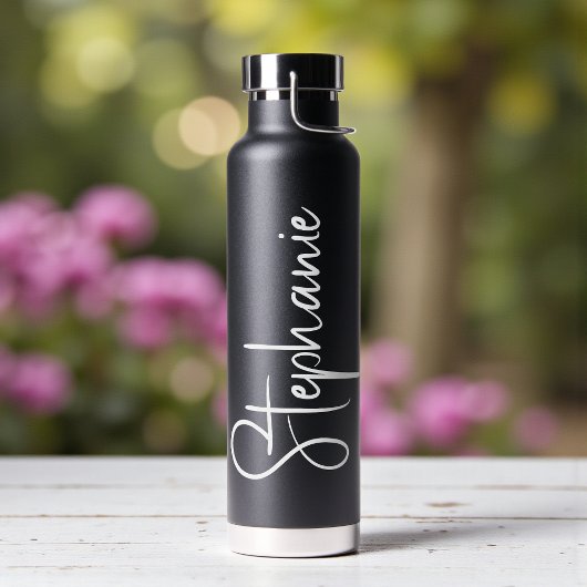 Elegantes Kalligrafie-Script personalisierter Name Trinkflasche