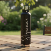 Elegantes Kalligrafie-Script personalisierter Name Trinkflasche