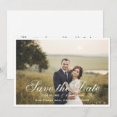 Elegantes Kalligrafie-Script Save the Date, Foto Date (Vorne/Hinten)