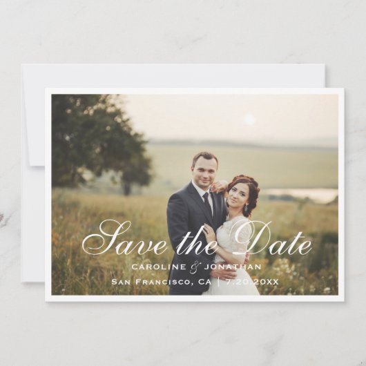 Elegantes Kalligrafie-Script Save the Date, Foto Save The Date (Vorderseite)
