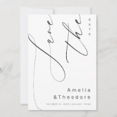 Elegantes Kalligrafie Script Schlicht White Weddin Save The Date (Vorderseite)
