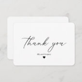 Elegantes Kalligrafie Script Schwarz-weiß Heart Dankeskarte (Vorne/Hinten)