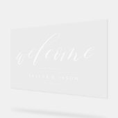 Elegantes Kalligrafie Script White Welcome Wedding Acrylschild (Winkel)