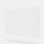 Elegantes Kalligrafie Script White Welcome Wedding Acrylschild (Winkel)