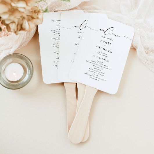 Elegantes Kalligrafie-Skript Hochzeitsprogramm Fächer