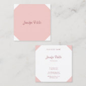 Elegantes Kalligrafie-Skript Modernes Blush Pink Quadratische Visitenkarte (Vorne/Hinten)