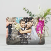 Elegantes Kalligrafie-Skript Stilvolle Foto-Hochze Dankeskarte (Stehend Vorderseite)