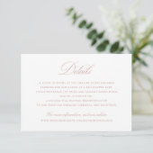 Elegantes Kalligrafie-Skriptblush-Hochzeitdetails Einladung (Stehend Vorderseite)