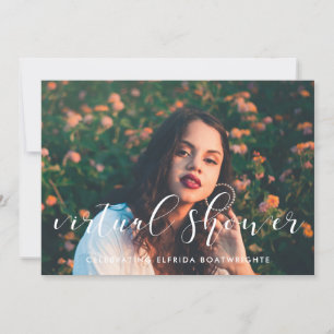 Elegantes Kalligrafie Virtual Brautparty Foto Einladung