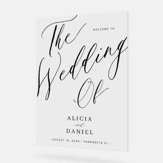 Elegantes Kalligrafisches Begrüßungszeichen Acrylschild (Winkel)