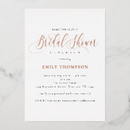 Elegantes Kalligrafisches Brautparty Real Rose Gol Folieneinladung