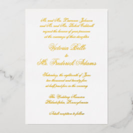 Elegantes kalligrafisches Formal Wedding Gold Folieneinladung