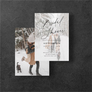 Elegantes kalligrafisches Foto Minimalistisches Br Einladung