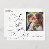 Elegantes Kalligrafisches Foto Save the Date Postk Postkarte (Vorne/Hinten)