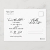 Elegantes Kalligrafisches Foto Save the Date Postkarte (Rückseite)