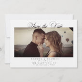 Elegantes Kalligrafisches Foto Schwarz-weiß Hochze Save The Date (Vorderseite)