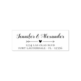 Elegantes kalligrafisches Herz Hochzeit Rücksendea Permastempel