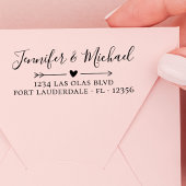 Elegantes kalligrafisches Herz Hochzeit Rücksendea Permastempel