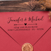 Elegantes kalligrafisches Herz Hochzeit Rücksendea Permastempel