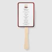 Elegantes kalligrafisches Hochzeitsprogramm Rot un Fächer (Vorderseite)