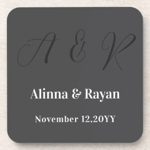 Elegantes kalligrafisches Monogramm-Hochzeitsskrip Getränkeuntersetzer