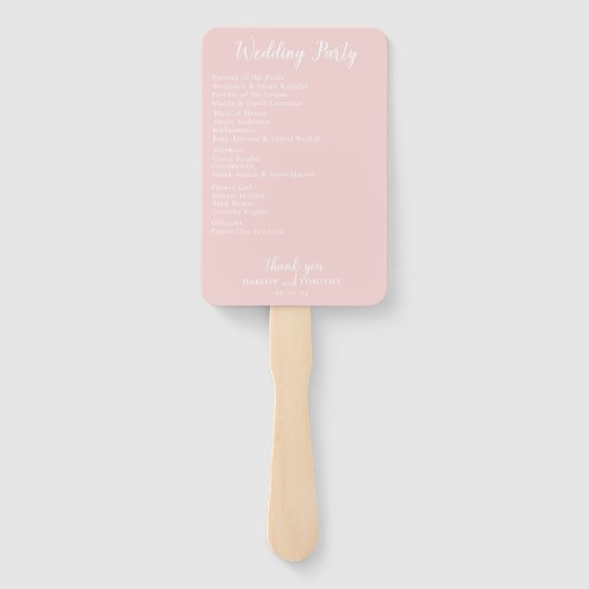 Elegantes Kalligrafisches Romantisches Pink-Hochze Fächer (Rückseite)