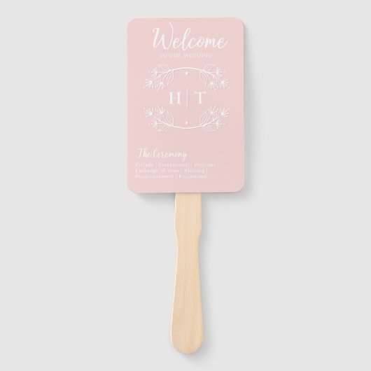 Elegantes Kalligrafisches Romantisches Pink-Hochze Fächer (Vorderseite)