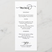 Elegantes Kalligrafisches Schwarz-Weiß-Menü Menükarte (Vorderseite)