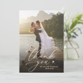 Elegantes Kalligrafisches Skript Custom Wedding Dankeskarte (Stehend Vorderseite)