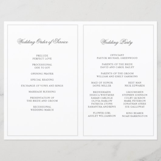 Elegantes kalligrafisches Skript-Faltprogramm (Rückseite)