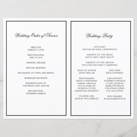 Elegantes kalligrafisches Skript-Faltprogramm (Rückseite)