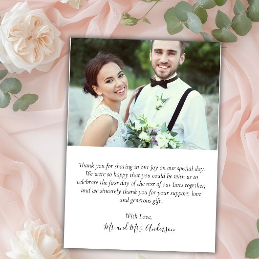 Elegantes Kalligrafisches Skript Hochzeit 3 FotoCo Dankeskarte