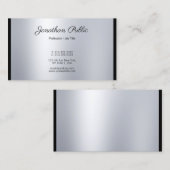 Elegantes Kalligrafisches Skript Modernes Silver G Visitenkarte (Vorne/Hinten)