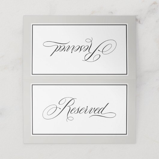 Elegantes Kalligrafisches Skript reserviert Tafelz Platzkarte (Außenseite Aufgefaltet)
