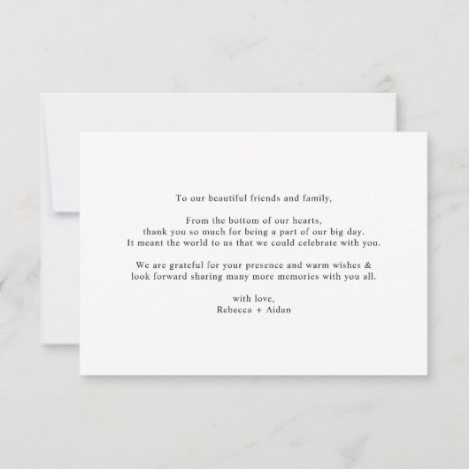 Elegantes Kalligrafisches Skript Schwarz & Weiß Ho Dankeskarte (Rückseite)