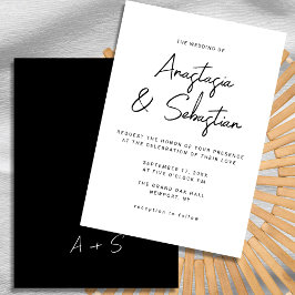 Elegantes Kalligrafisches Skript Schwarz & Weiß Ho Einladung