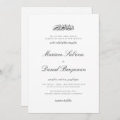 Elegantes Kalligrafisches Skript White Islamic Wed Einladung (Vorne/Hinten)