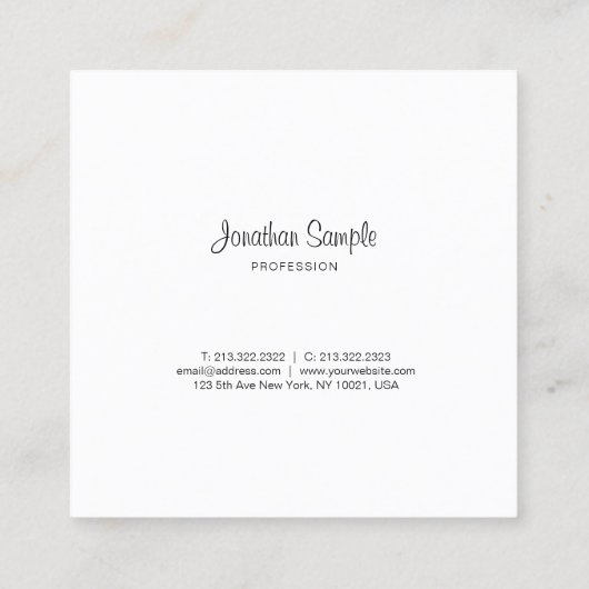 Elegantes Kalligraphie-Entwurfs-Goldschlichtes Quadratische Visitenkarte (Rückseite)