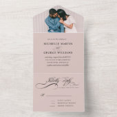 Elegantes Kalligraphie-Erröten All In One Einladung (Innen Boden)